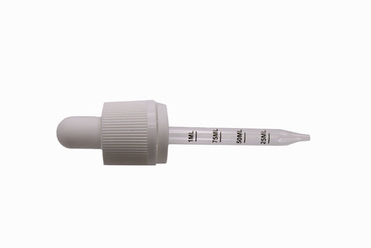 Salt City Connection  .8ML White 18/GL - Glass Ribbed Graduated Child Resistant and Tamper Evident Dropper