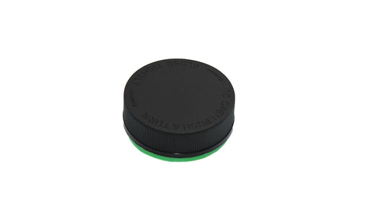 Salt City Connection 53/CRTE Black Green Band - Child Resistant and Tamper Evident Ribbed PE Lined Closure